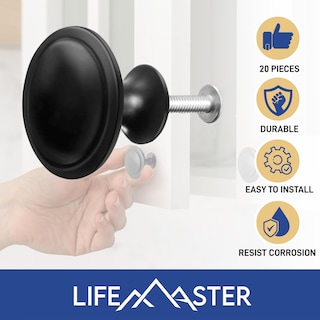 Foto 2 | Pomos De Armario Lifemaster Upgrade, 6 Unidades, 3,2 Cm, Resistentes A La Corrosión, Negros - Venta Internacional.