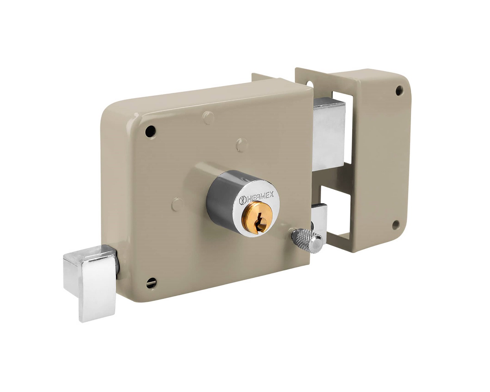 Foto 2 pulgar | Cerradura para Puerta de Sobreponer Clásica Hermex Cs-70d color Beige Derecha
