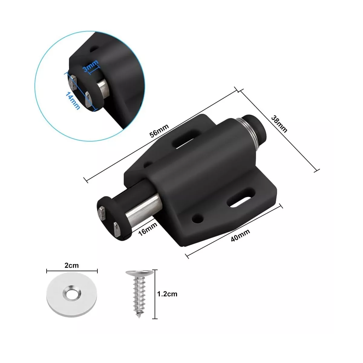 Foto 2 | Resbalón Imán Automático Sencillo Magnético Push 20 Pcs Eo Safe Imports Esi-15515 Negro