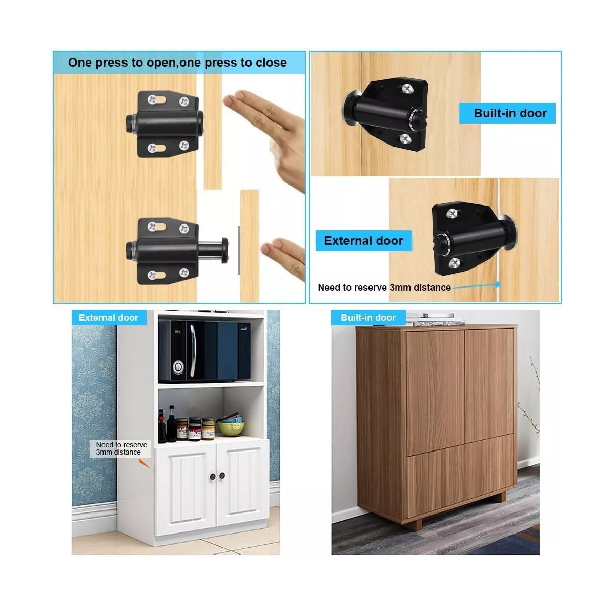 Foto 3 | Resbalón Imán Automático Sencillo Magnético Push 20 Pcs Eo Safe Imports Esi-15515 Negro