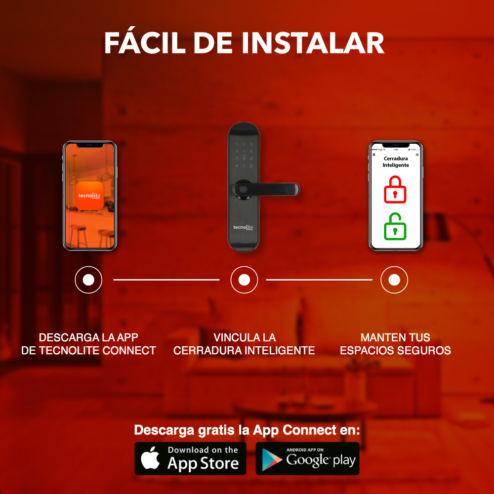 Foto 6 | Cerradura Inteligente Wifi Tecnolite Connect color Negro Ajuste de Apertura Múltiple Desbloqueo Resistente