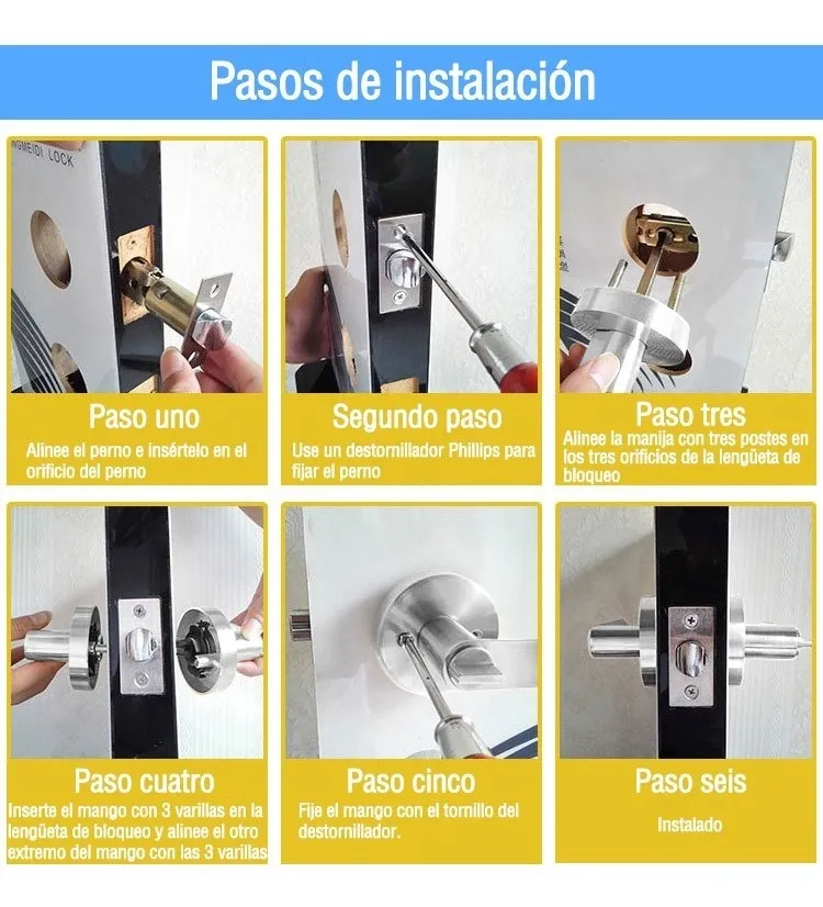 Foto 3 | Cerradura Chapa Malubero Manija para Puerta color Plateado