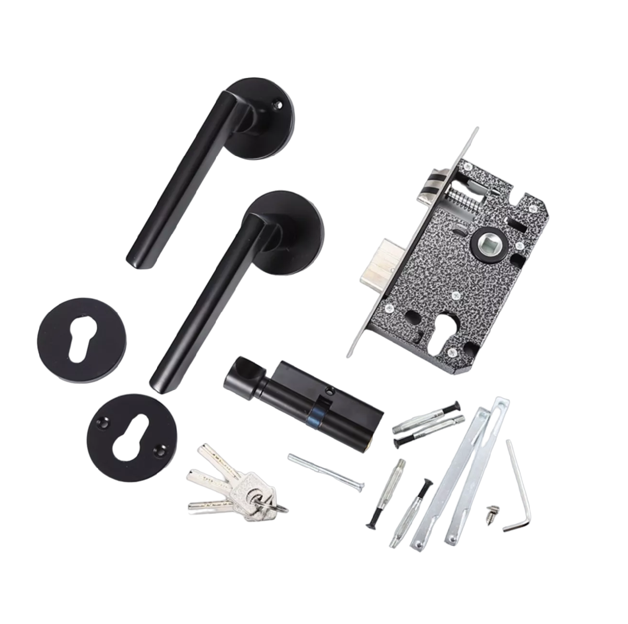 Juego de Cerradura y Chapa Belug color Negro para Puerta