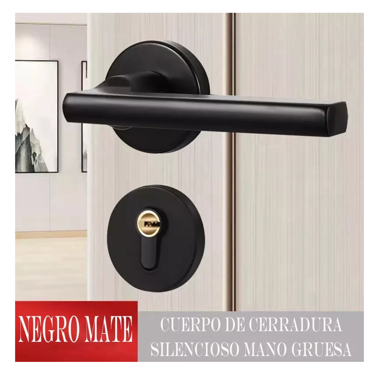 Foto 2 | Juego de Cerradura y Chapa Belug color Negro para Puerta