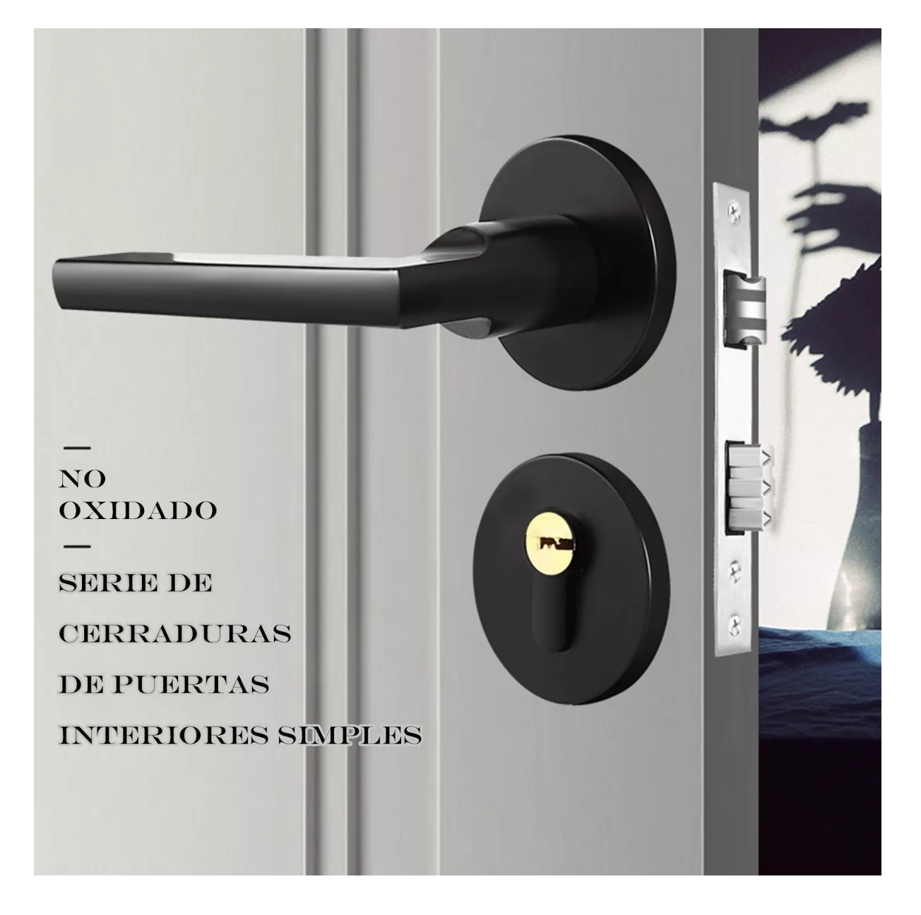 Foto 4 pulgar | Juego de Cerradura y Chapa Belug color Negro para Puerta