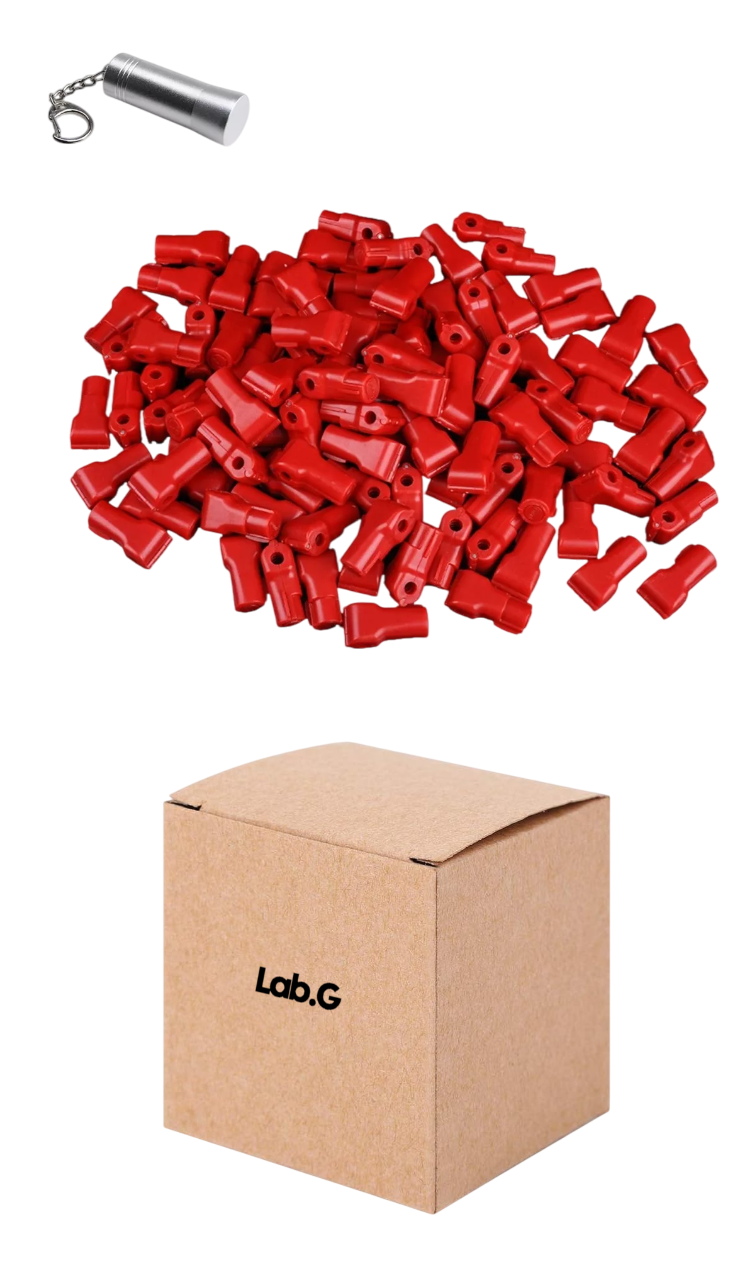 Candado Gancho Exhibidor 100 Pzs Rojo, 1 Llave Magnética Plateado