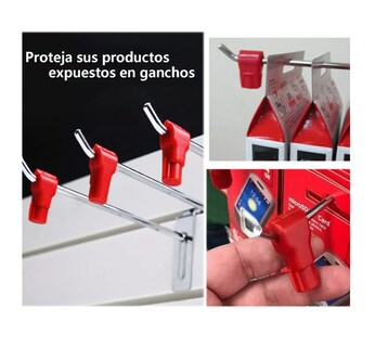 Foto 2 | Candado Gancho Exhibidor 100 Pzs Rojo, 1 Llave Magnética Plateado