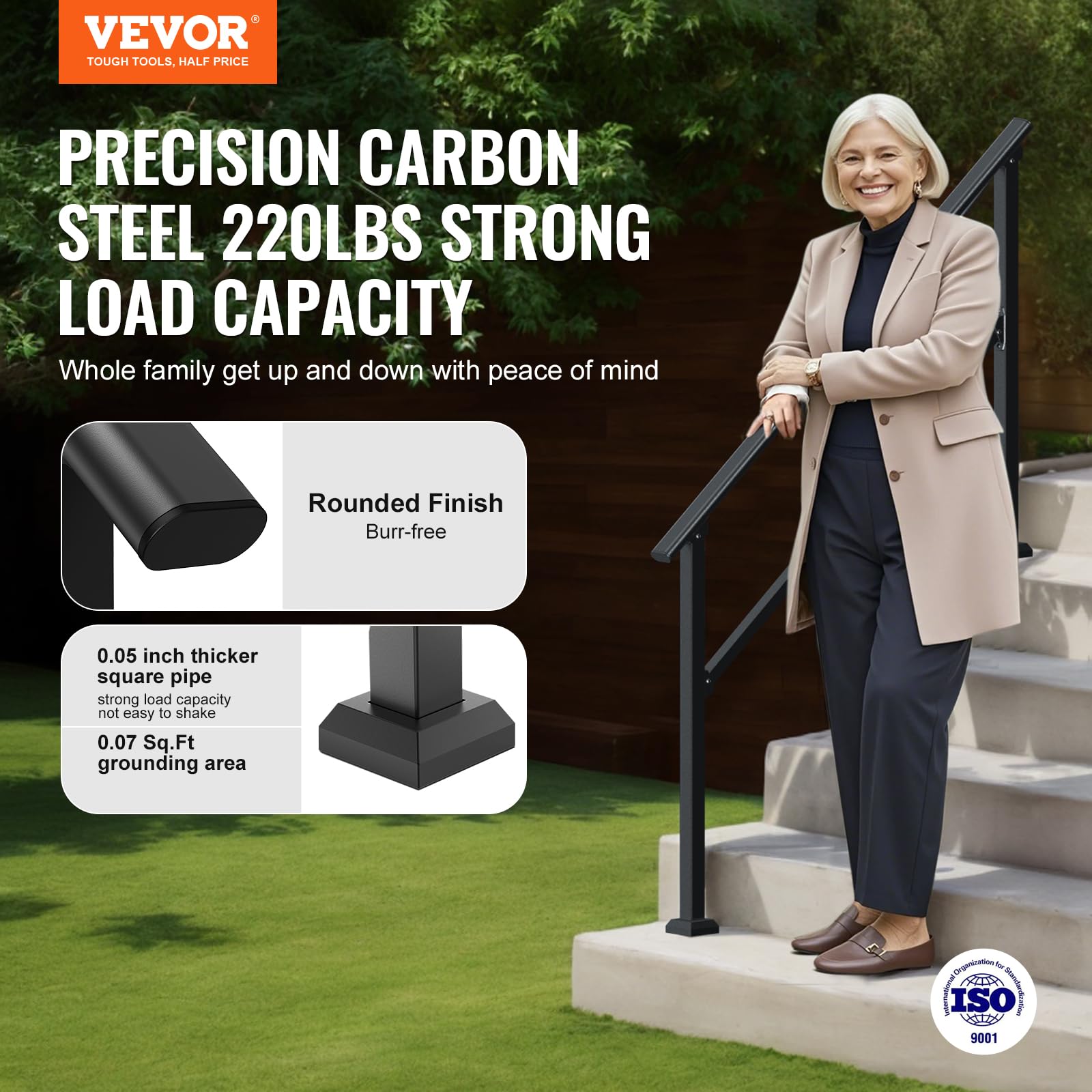Foto 3 pulgar | Kit De Barandillas Handrail Vevor Para Escaleras Exteriores De 4 A 5 Peldaños - Venta Internacional.