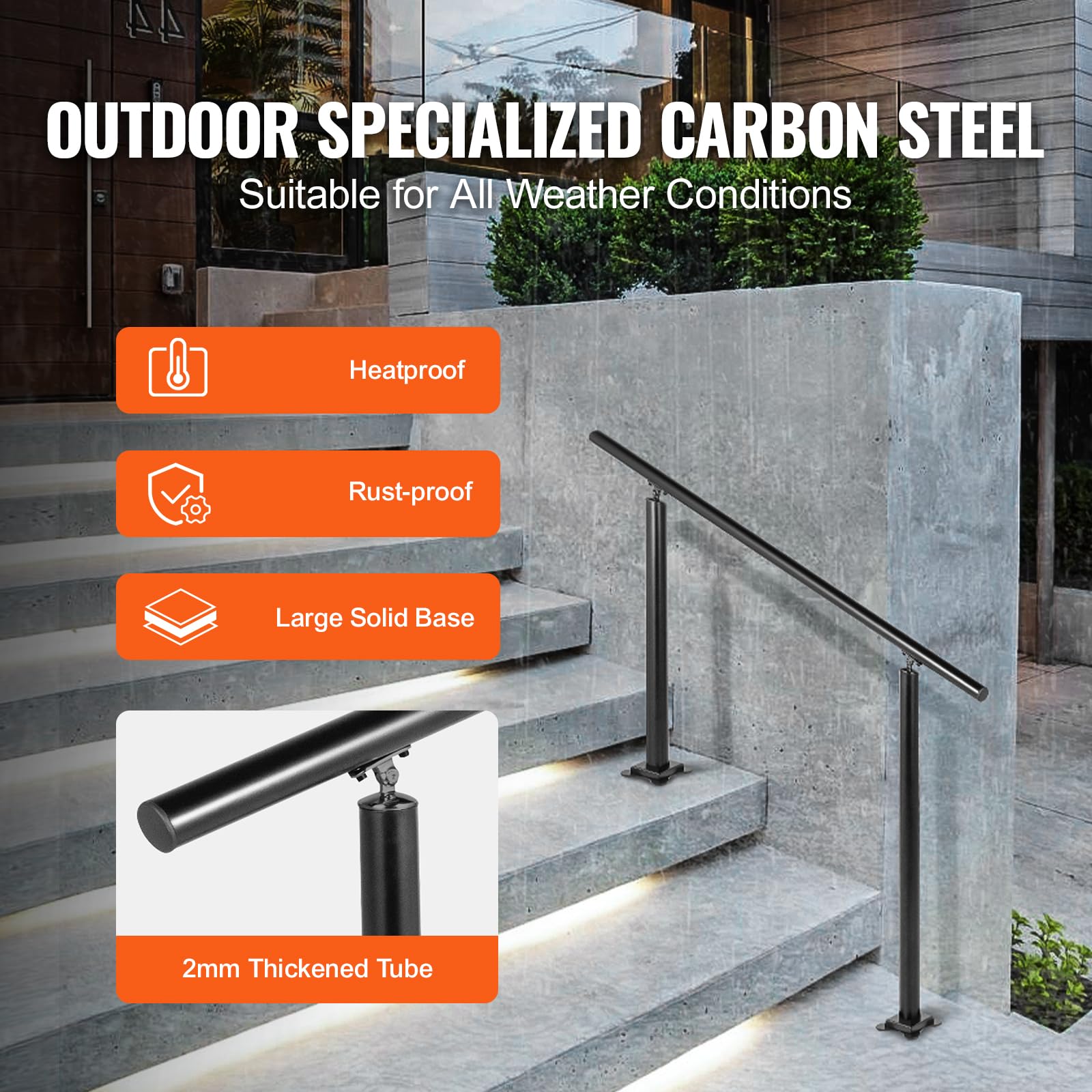 Foto 4 pulgar | Barandilla Vevor Para Escaleras Exteriores De Aluminio Negro De 2 A 3 Peldaños - Venta Internacional.