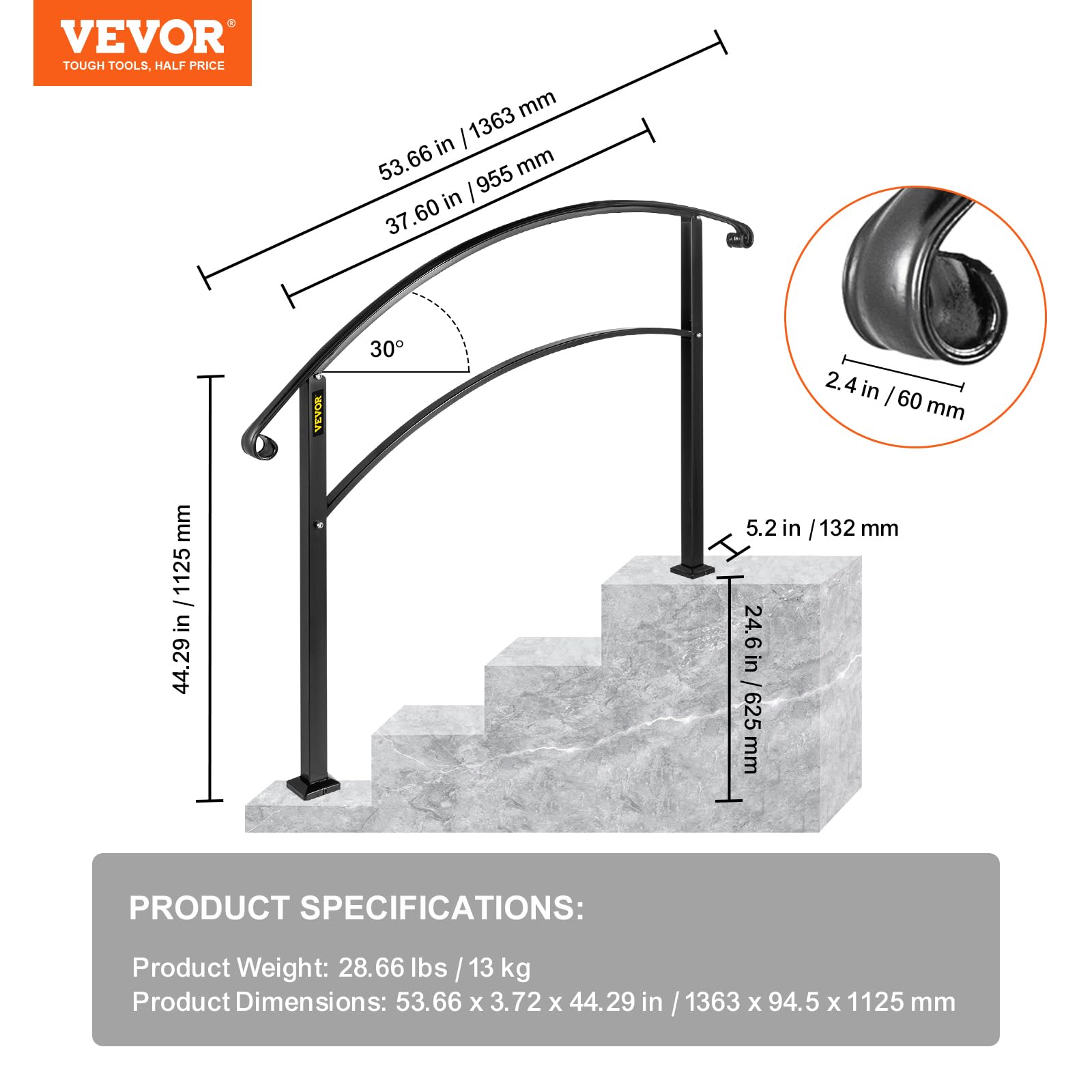 Foto 8 pulgar | Escalera Metálica Outdoor Steps Vevor Black Arch #1 - Venta Internacional.