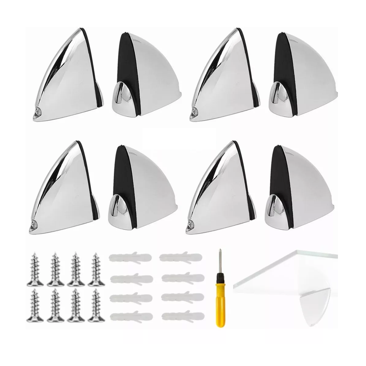 Juego 8 Clip Pelicanos Pinzas para Repisas + Destornillador Eo Safe Imports Esi-8342 color Plata