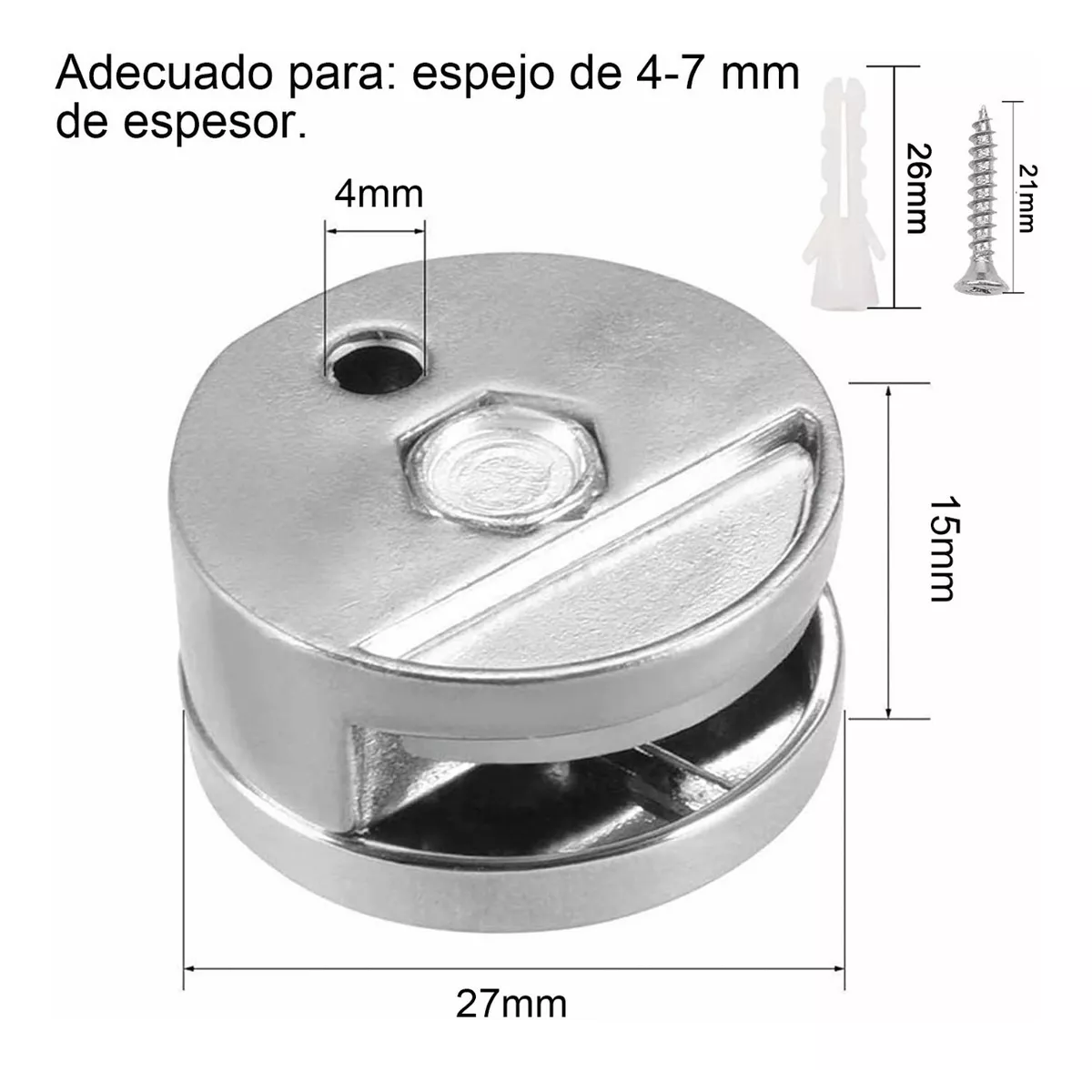 Foto 3 pulgar | 8 Soportes De Espejo Para Vidrio Espejo Ajuste Fijo Eo Safe Imports Esi-15614 Plata