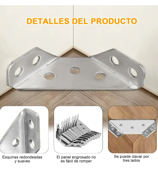 Foto 4 pulgar | Xtellar Pack X50 Conectores De Esquina En Acero Inoxidable Para Muebles De Diseño Universal
