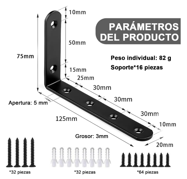 Foto 4 pulgar | Xtellar - Conjunto De Soportes Ménsulas De Acero Inoxidable Ultra-resistentes Y Versátiles - 16 Piezas