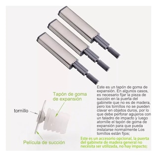 Foto 4 | Herrajes De Cajones Push Open Para Puerta Gabinete 10 Piezas Plata
