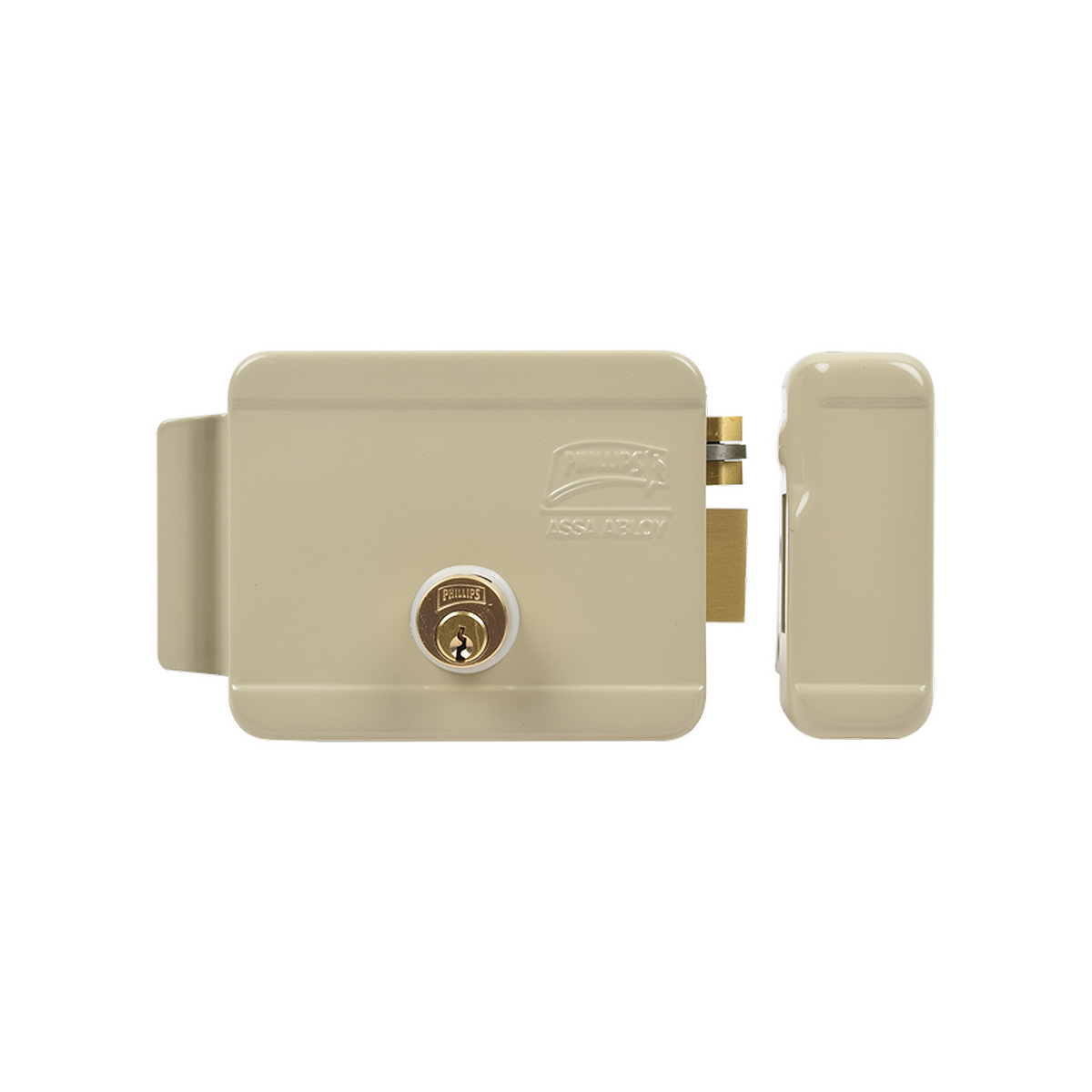 Cerradura Sobreponer Phillips Derecha Electrica Sin Boton Beige