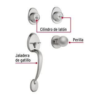 Foto 2 | Jaladera Perilla y Cerrojo Llave-llave Hermex Cep-32pj color Plata Cromo Mate