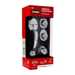 Foto 3 | Jaladera Perilla y Cerrojo Llave-llave Hermex Cep-32pj color Plata Cromo Mate