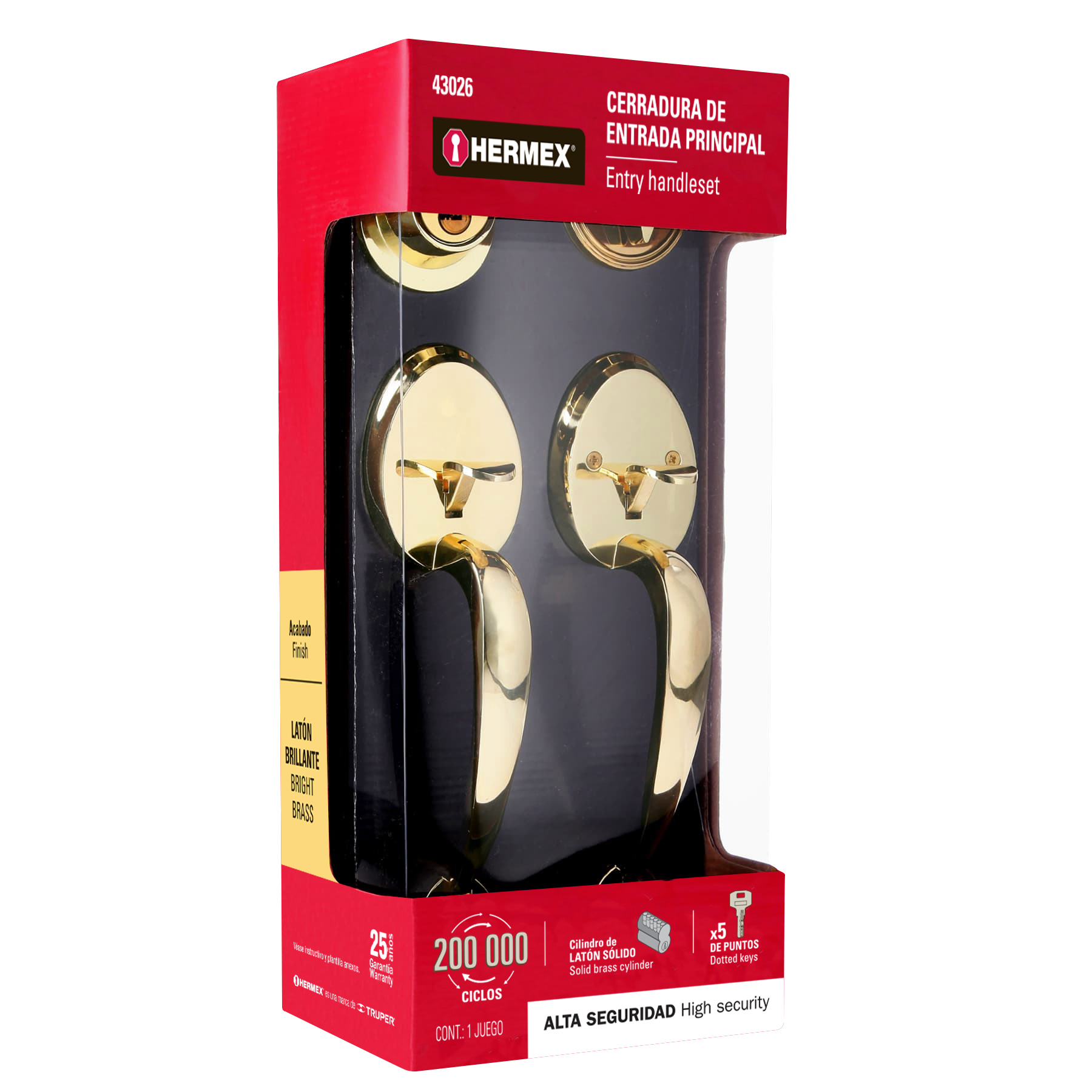 Foto 4 pulgar | Doble Jaladera Perilla y Cerrojo Llave-mariposa Hermex Cep-11jj color Dorado Brillante