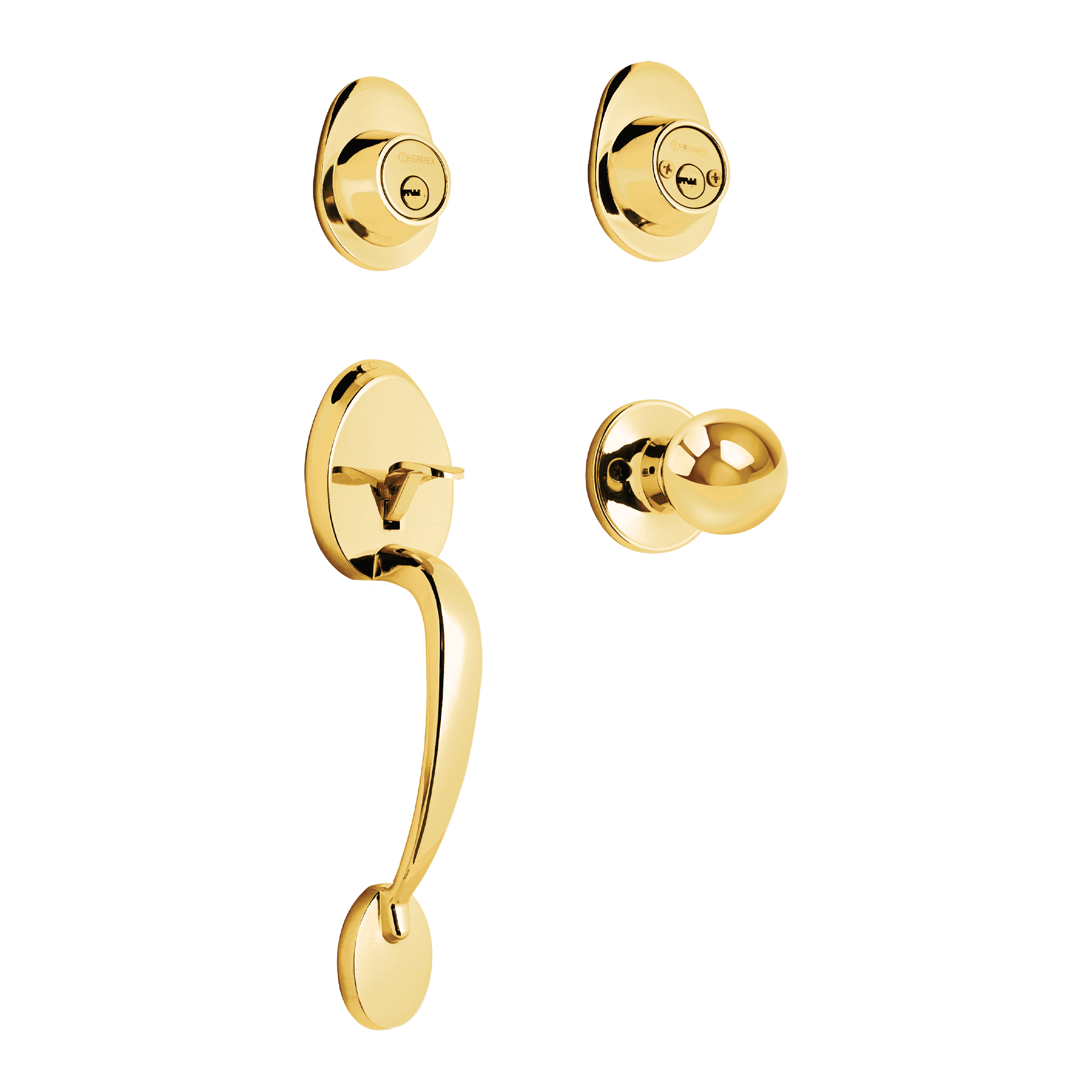 Foto 1 | Jaladera Perilla y Cerrojo Llave-llave Hermex Cep-12pj color Oro Laton Brillante