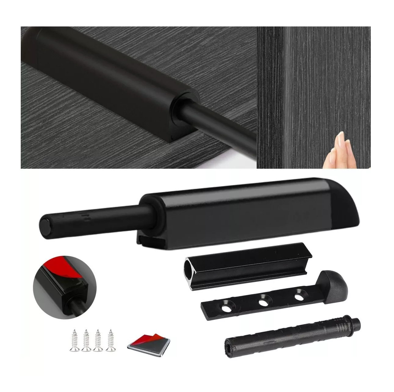 Foto 3 | Herrajes de Cajones Push Open para Puerta Belug 10 Piezas Negro