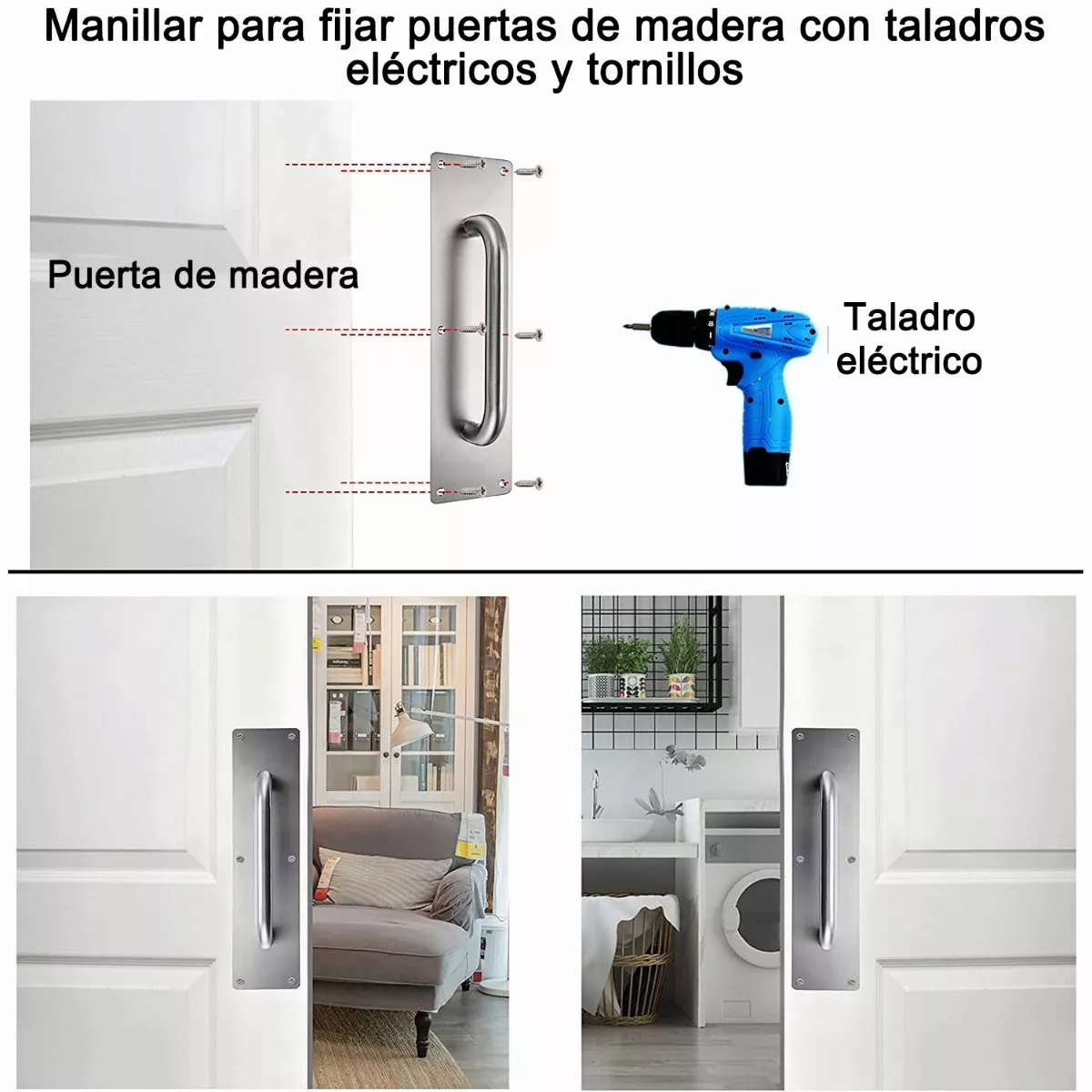 Foto 3 pulgar | Jaladera Placa para Puertas Eo Safe Imports ESI-11486 Plateado de Acero Inoxidable