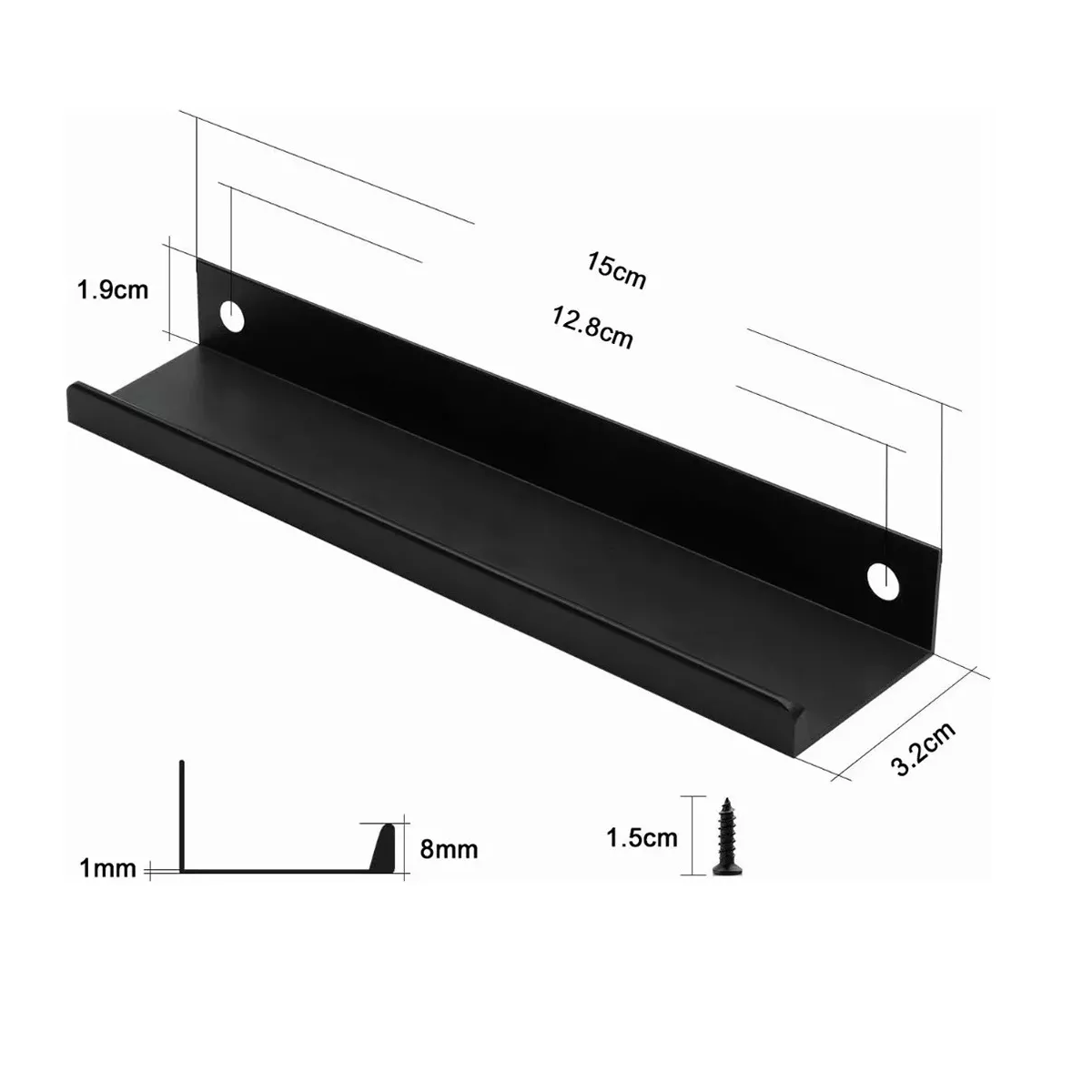 Foto 3 pulgar | Kit 15 Cm Jaladera Oculta Perfil L Para Cajon Puerta 15pzs Eo Safe Imports Esi-15612  Negro