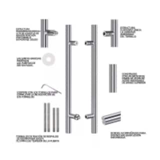 Foto 2 | Jaladera Acero Inoxidable Tipo H Puerta Cristal Eo Safe Imports Esi-8338-1 Plata