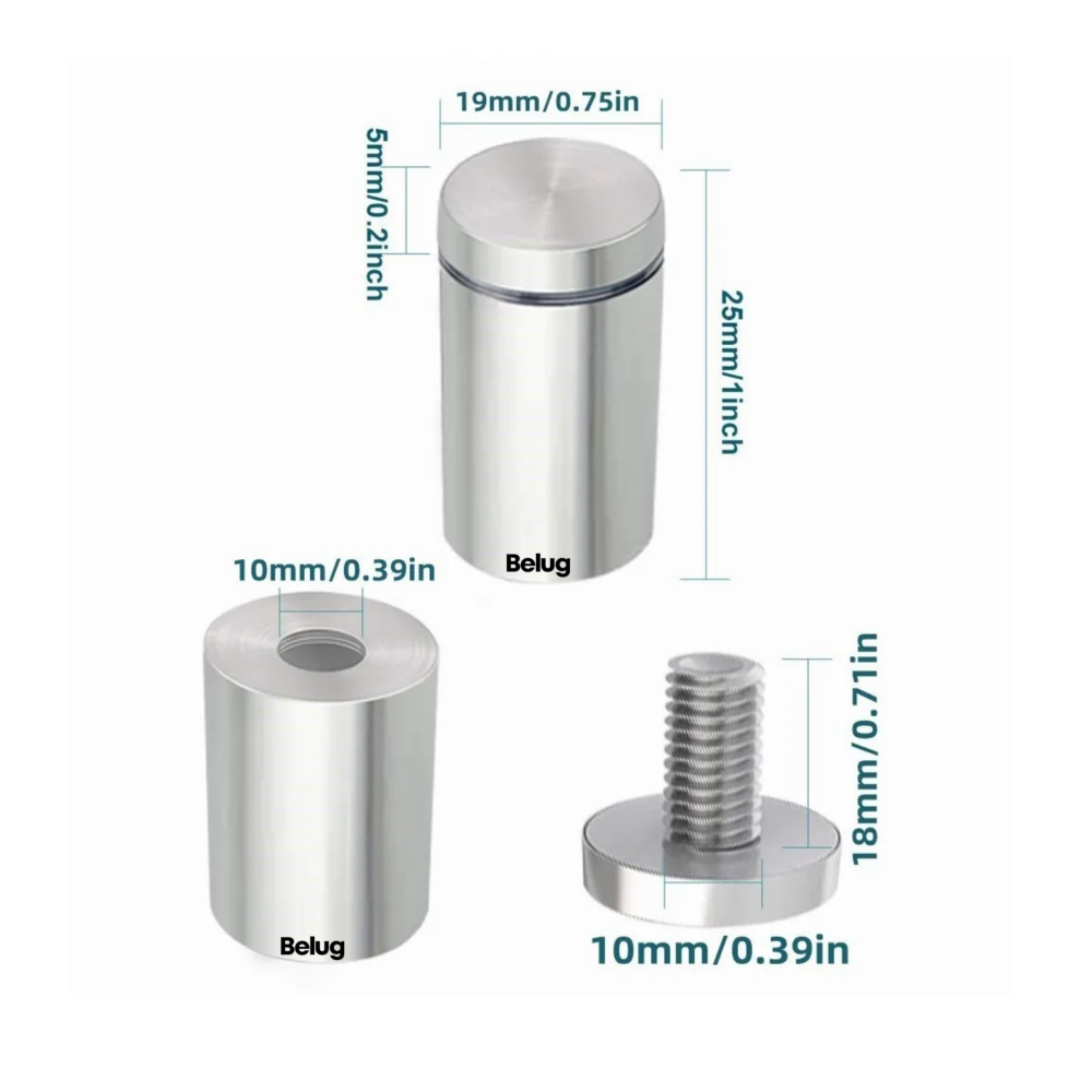 Foto 3 pulgar | Chapetones De 19x25mm Para Montaje De Herrajes Vidrio Belug,20 Pzs Plata