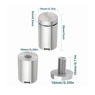Foto 2 | Chapetones De 19x25mm Para Montaje De Herrajes Vidrio Belug,20 Pzs Plata