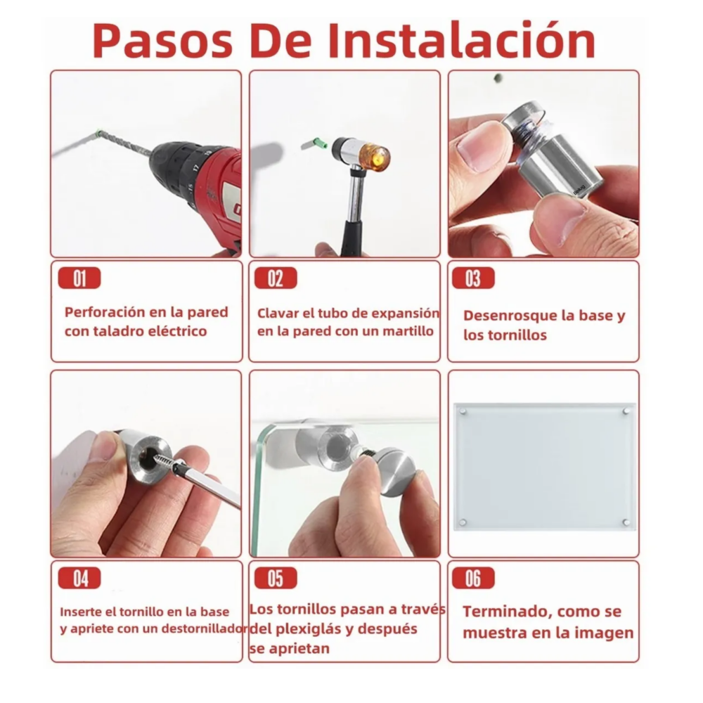 Foto 4 pulgar | Chapetones De 19x25mm Para Montaje De Herrajes Vidrio Belug,20 Pzs Plata