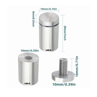 Foto 2 | 40pcs Chapetones De 19x25mm Para Montaje De Herrajes Vidrio Lab.g, Plata