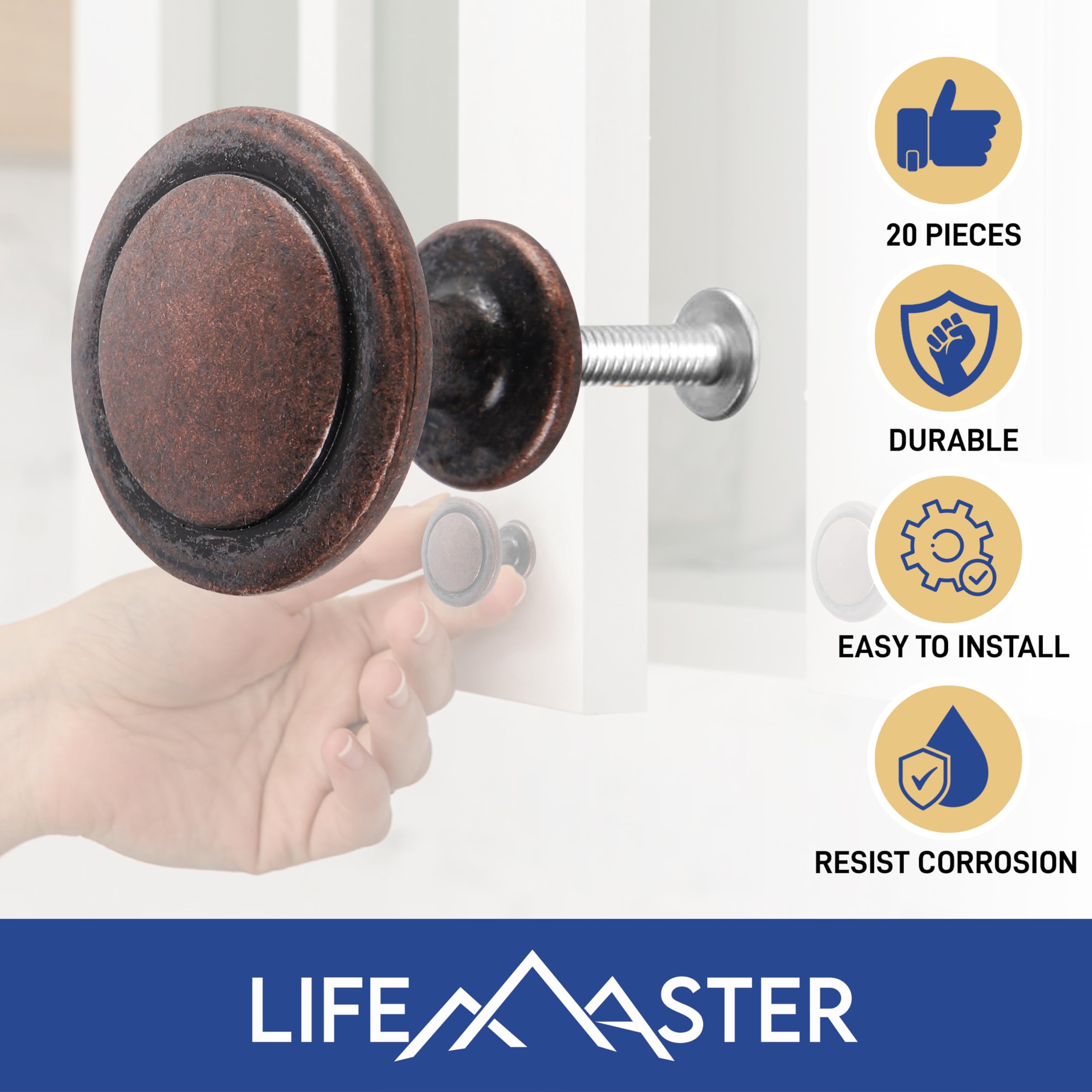 Foto 3 pulgar | Pomos Para Armarios De Cocina Lifemaster, Bronce Inoxidable, 6 Unidades - Venta Internacional.