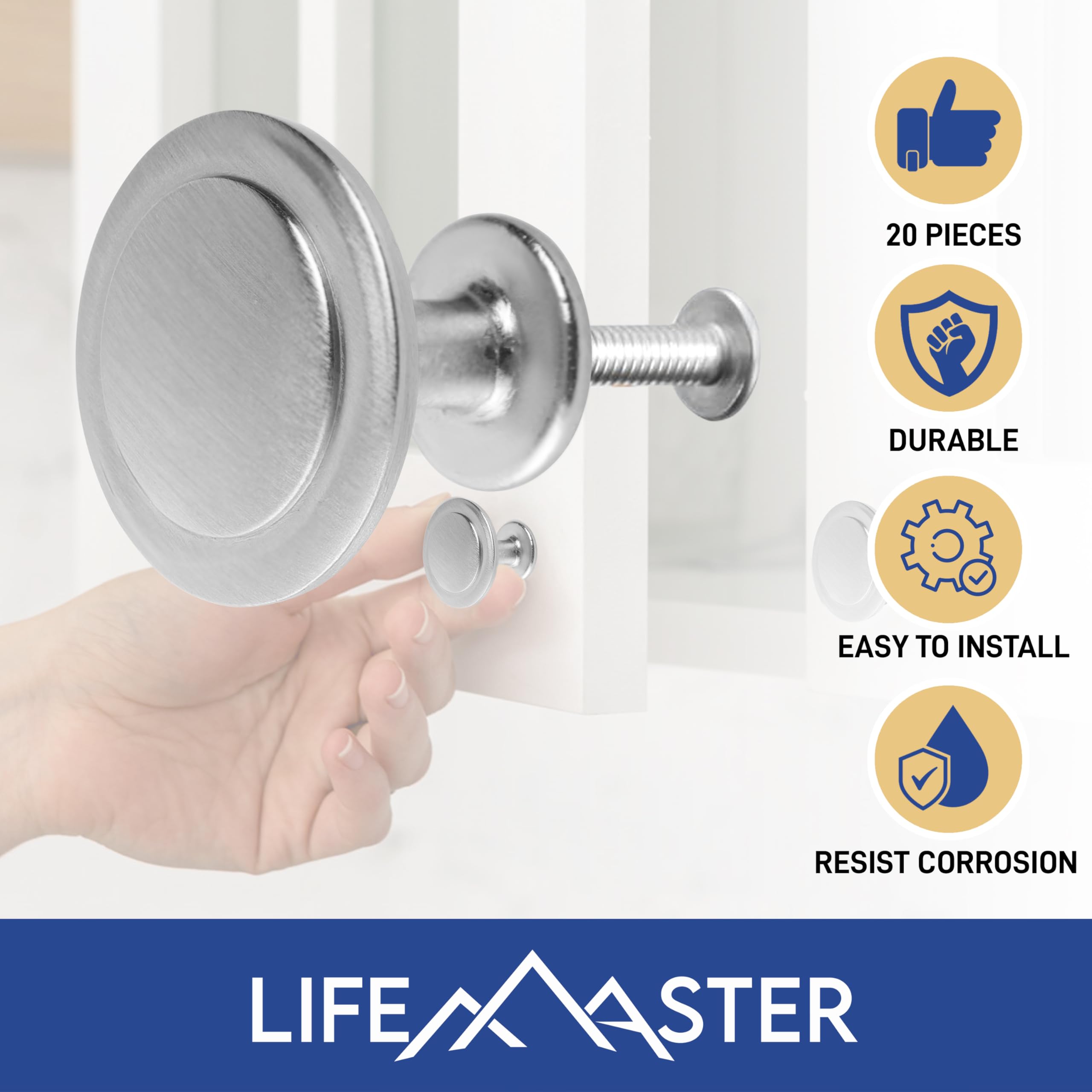 Foto 2 | Pomos Para Armarios De Cocina Lifemaster, 6 Unidades, Níquel Inoxidable - Venta Internacional.