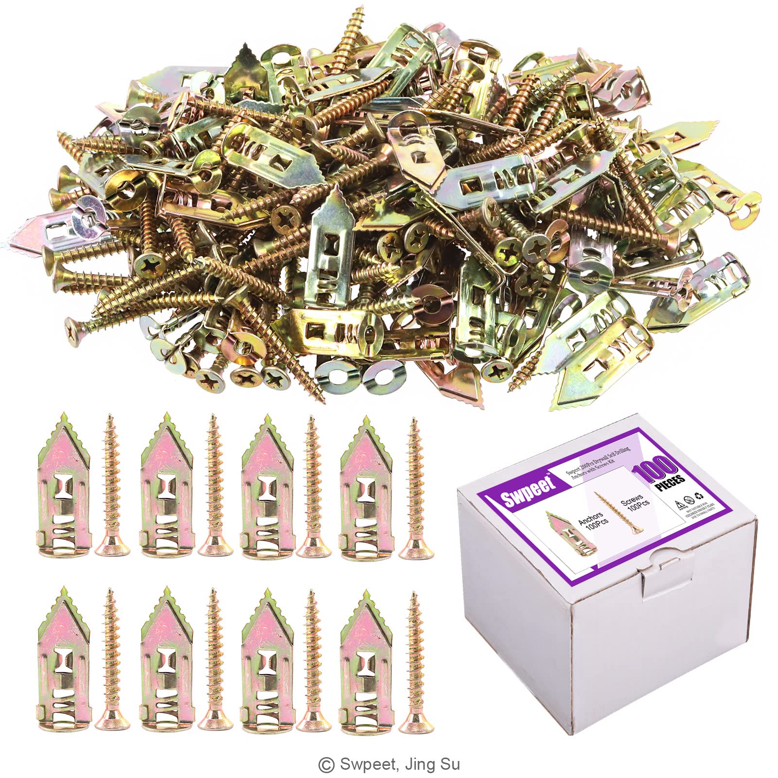 Foto 1 | Kit De Anclajes Autoperforantes Para Paneles De Yeso Swpeet  200 Piezas Con Tornillos - Venta Internacional.