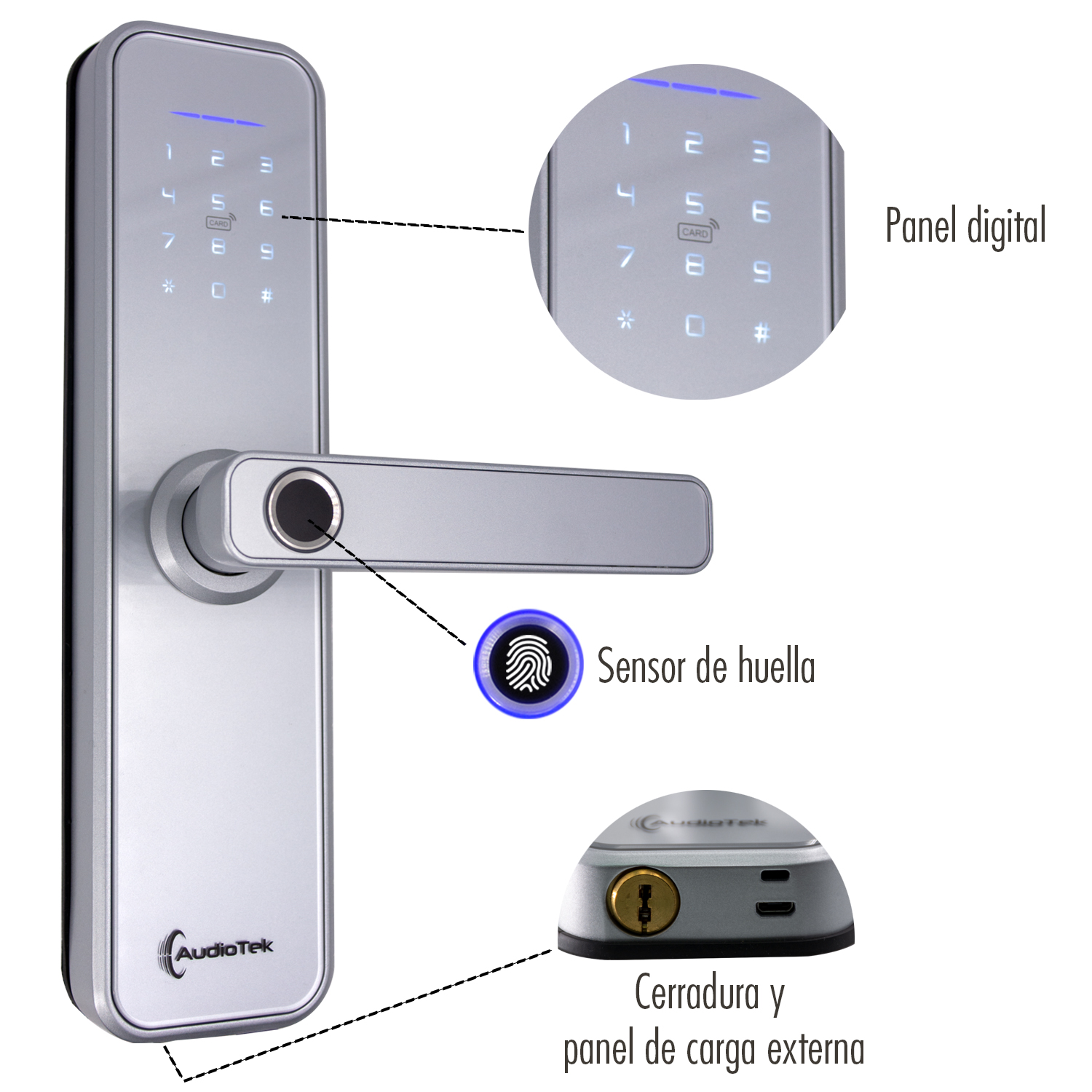 Foto 3 pulgar | Cerradura Wifi con Chapa Digital Inteligente Audiotek color Blanco