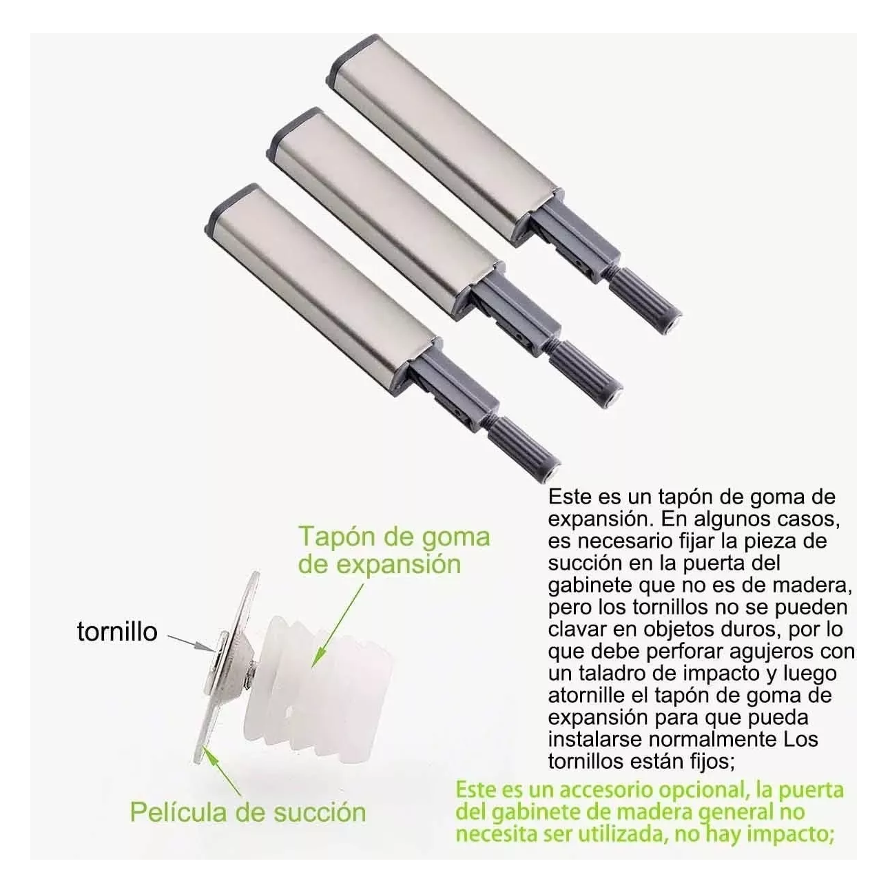 Foto 5 pulgar | Herrajes De Cajones Push Para Puerta Gabinete 10 Piezas Belug Type-2 Plateadas