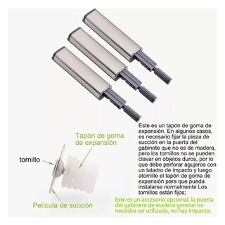 Foto 4 | Herrajes De Cajones Push Para Puerta Gabinete 10 Piezas Belug Type-2 Plateadas