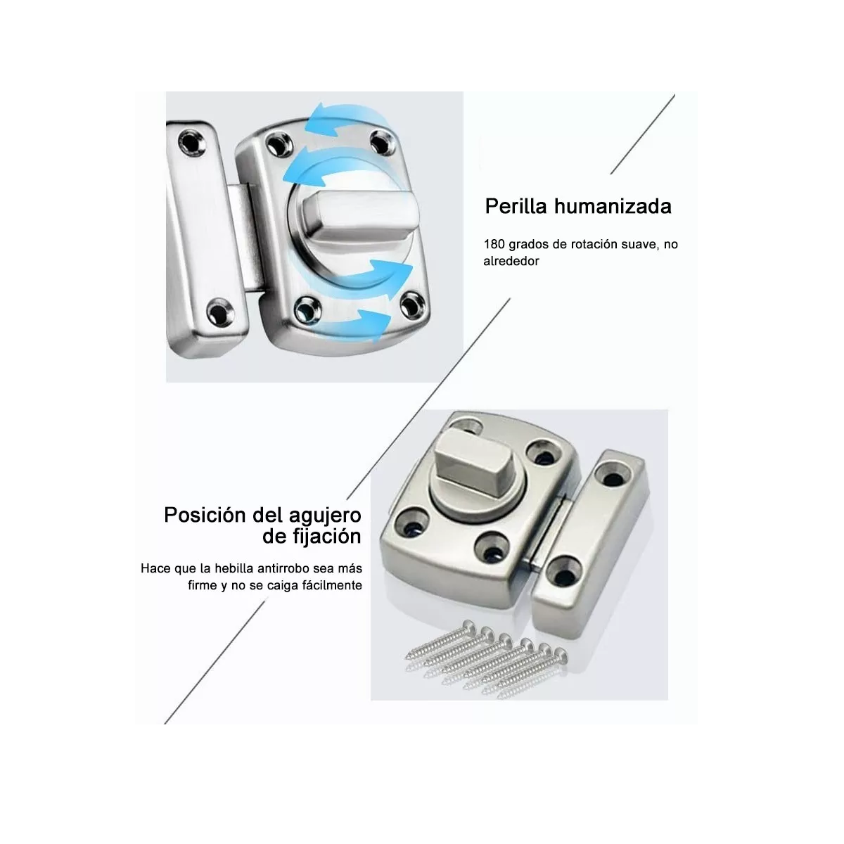 Foto 3 pulgar | Pestillo de Puerta de Acero Inoxidable con Tornillo Eo Safe Imports Esi-9616 Plata Set 2 PZAS