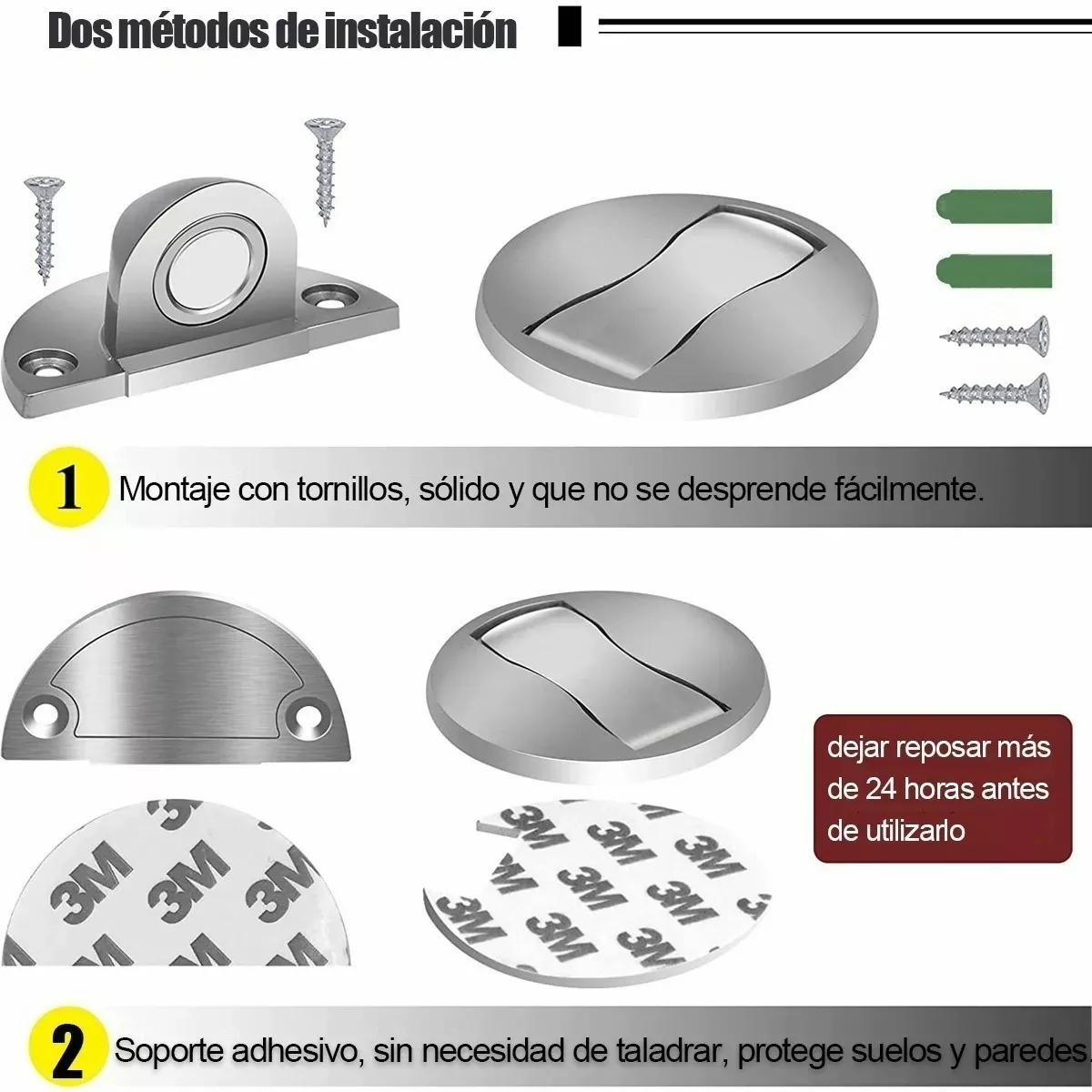 Foto 5 | Tope Magnético Belug Acero Inoxidable Para Puertas 4 piezas color Plata
