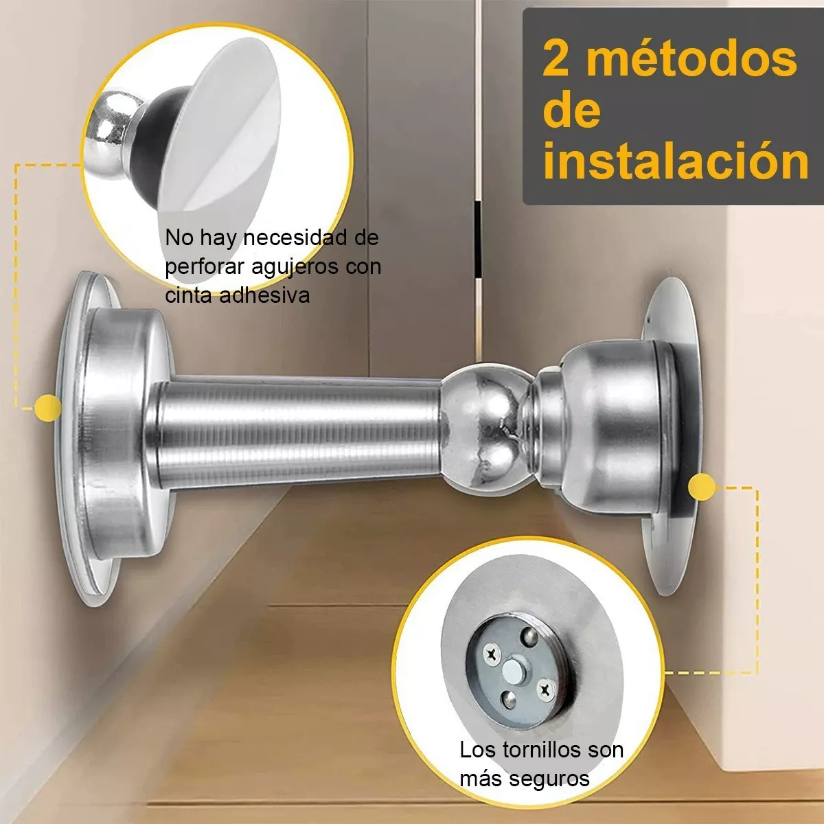 Foto 5 pulgar | Kit Tope de Puerta Magnético Succión de Pared Eo Safe Imports Esi-10928 Plata 6 Piezas