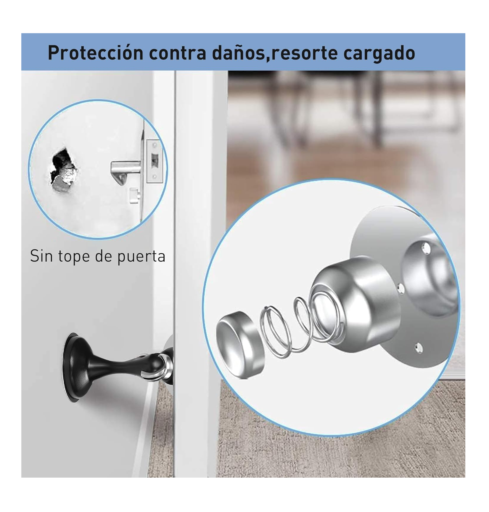 Foto 5 pulgar | Tope para Puerta Belug Negro de Acero Inoxidable