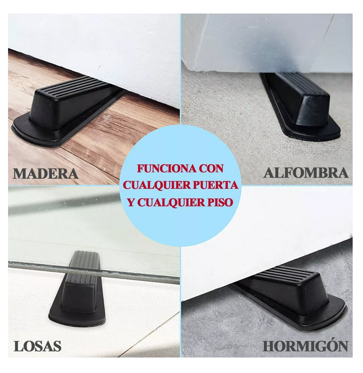 Foto 4 | Tope para Puerta Cuña de Caucho 4 Piezas color Negro