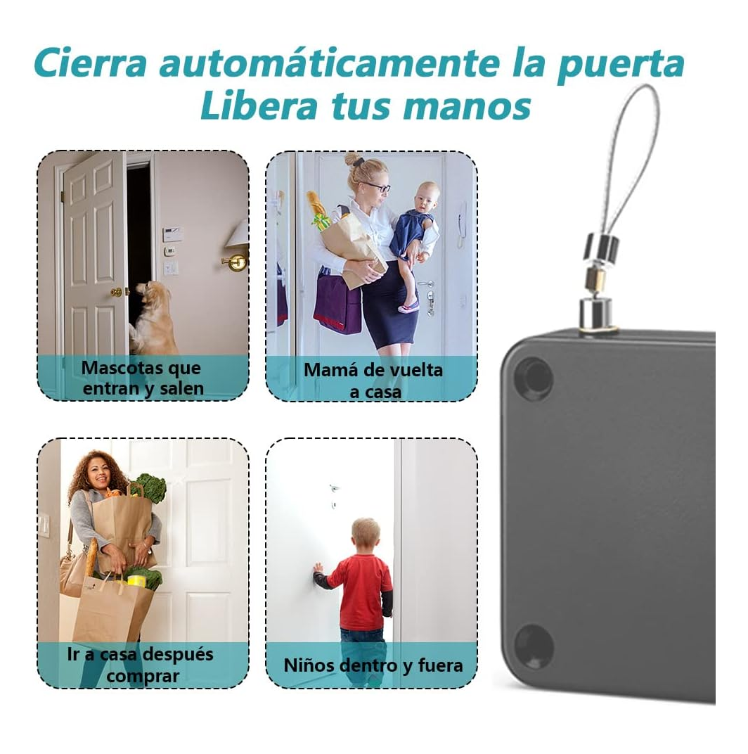 Foto 4 pulgar | Cierra Puertas Automático Sin Perforaciones Soporte 6.4 cm 2 Piezas Negro