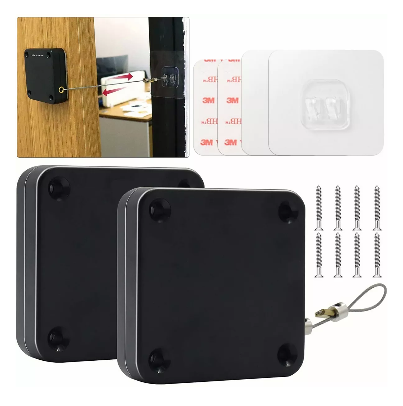Foto 6 pulgar | Cierra Puertas Automático Sin Perforaciones Soporte 6.4 cm 2 Piezas Negro