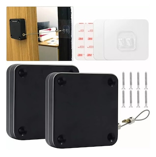 Foto 5 | Cierra Puertas Automático Sin Perforaciones Soporte 6.4 cm 2 Piezas Negro