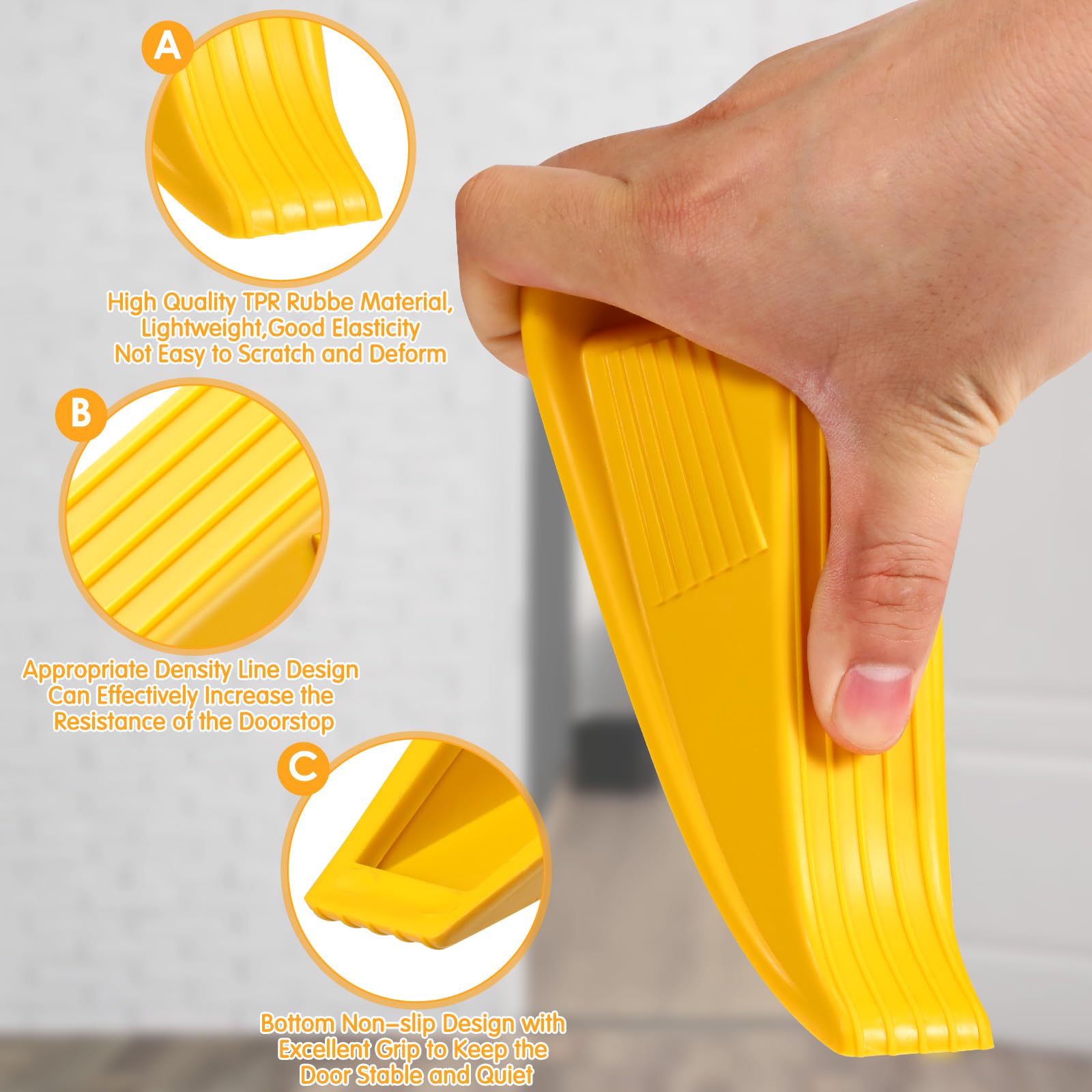 Foto 4 pulgar | Tapones De Puerta Frienda Jumbo De Goma Tpr De Alta Resistencia, Color Amarillo, 5 Cm - Venta Internacional.