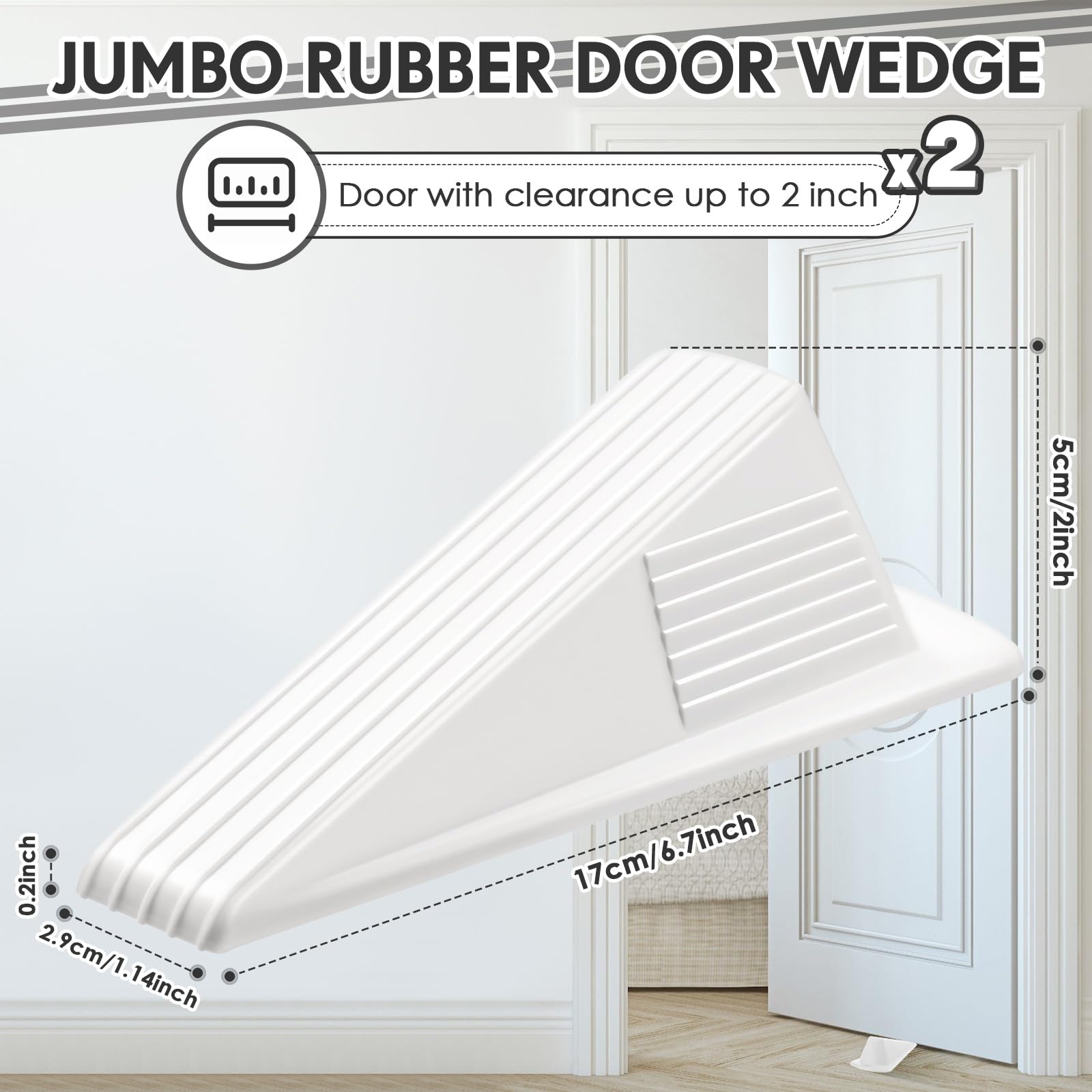 Foto 3 pulgar | Tapón De Puerta Frienda Jumbo, Resistente, 5 Cm De Alto, 2 Unidades, Blanco - Venta Internacional.