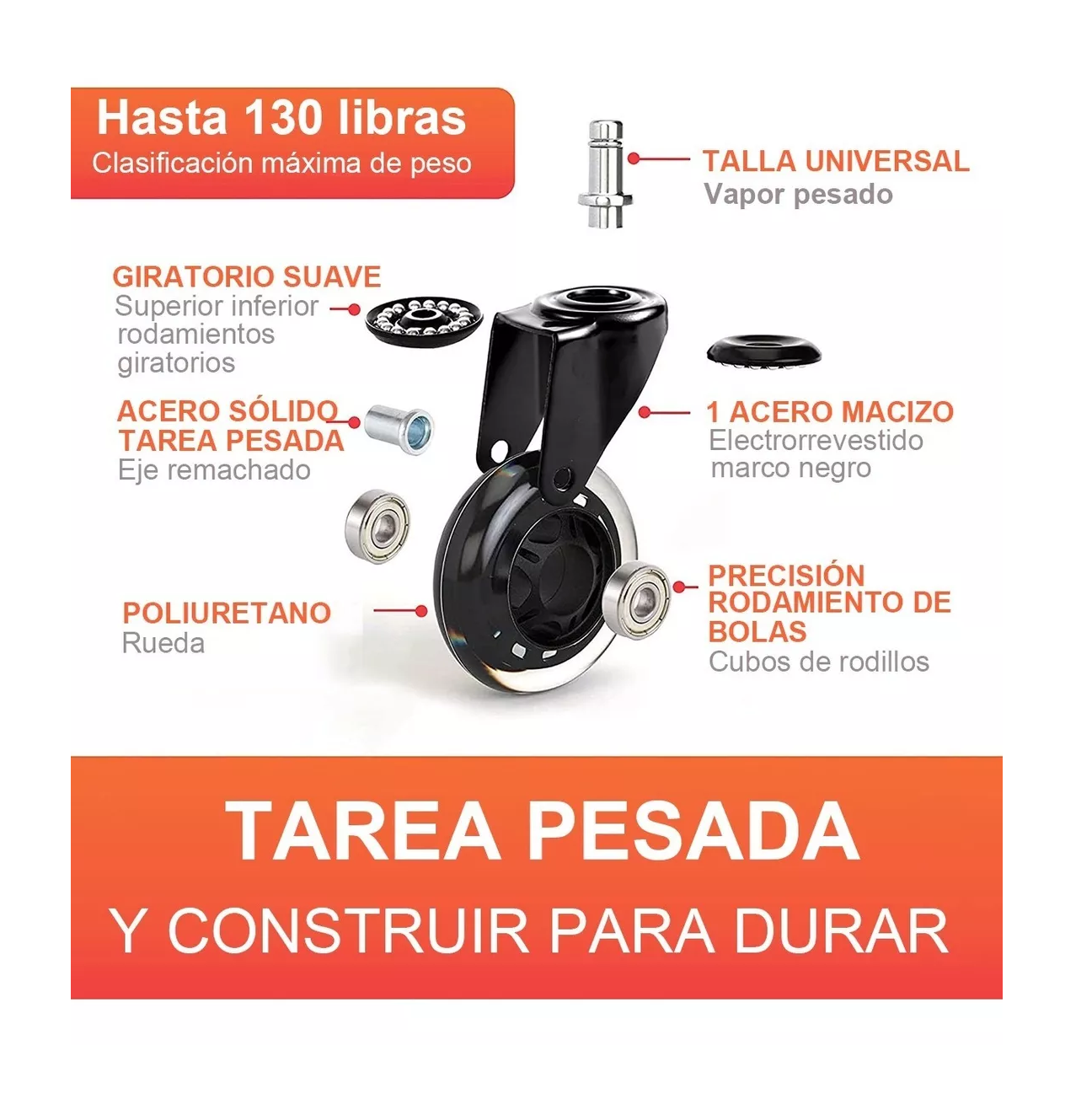 Foto 4 pulgar | Ruedas para Sillas Belug 5 Piezas