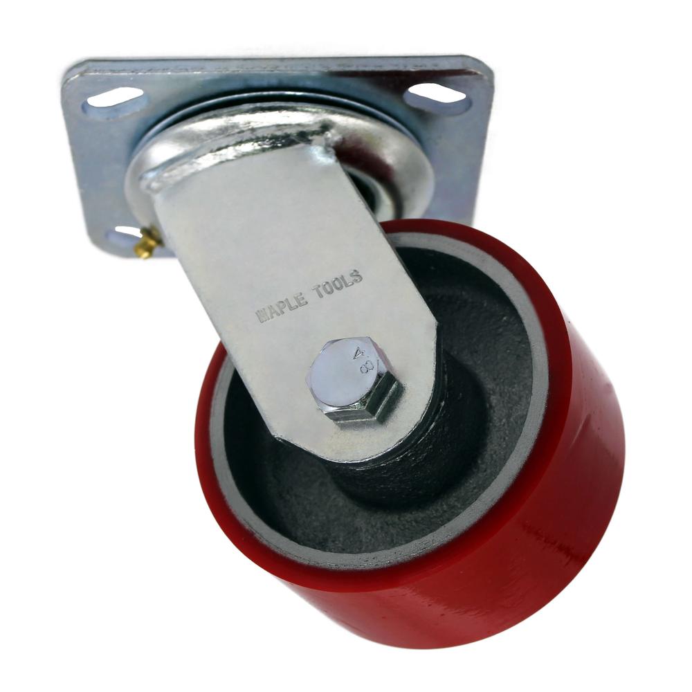 Rodaja Giratoria Poliuretano Roja 4'' 180 Kg Miler Cargo